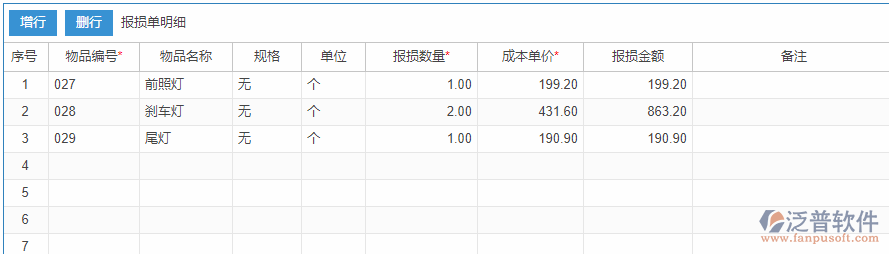 庫存報損明細效果