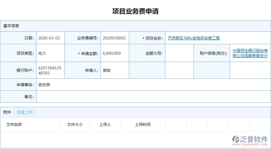 設備安裝工程項目管理系統(tǒng)在項目業(yè)務費申請中的核心功能