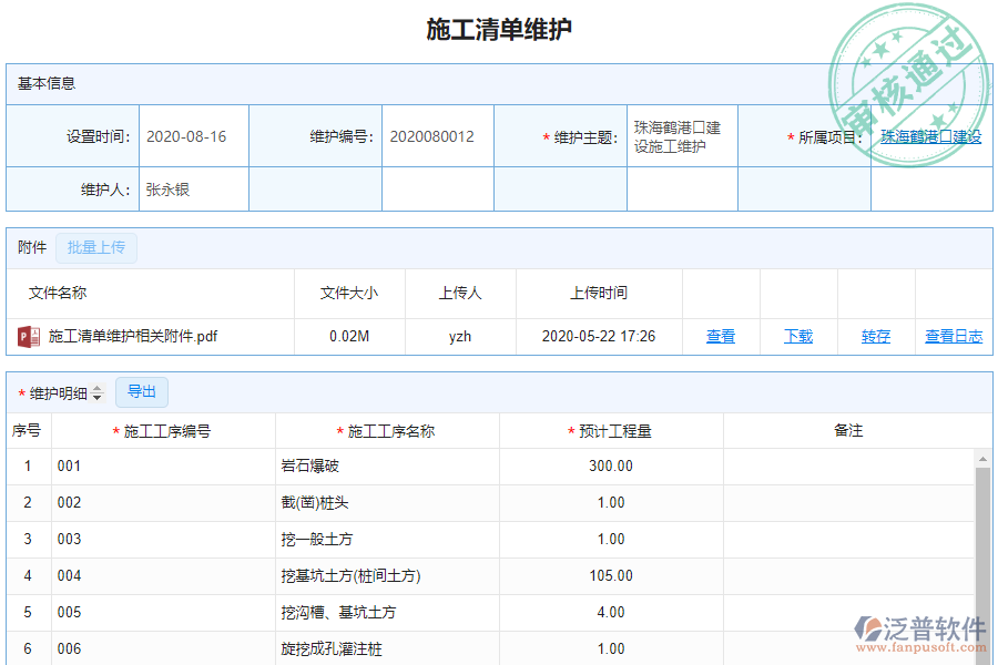 泛普電力工程企業(yè)管理系統(tǒng)中施工清單維護的作用