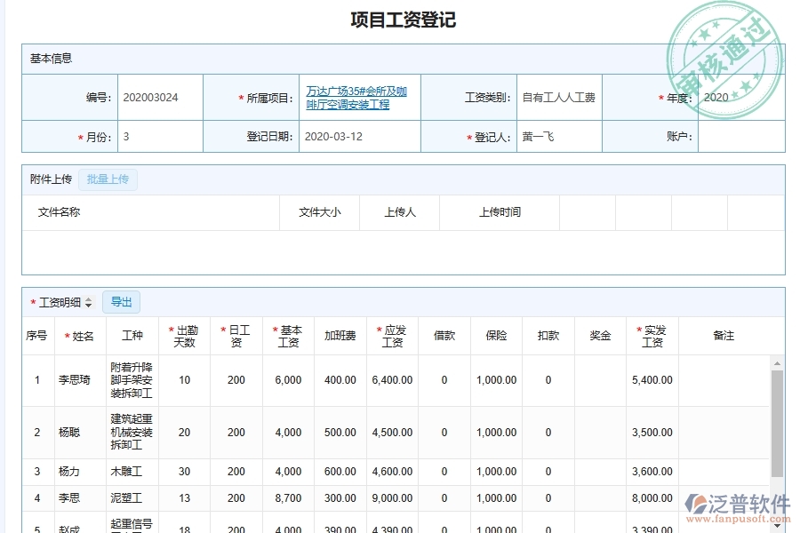 泛普軟件設(shè)備安裝工程項(xiàng)目勞務(wù)人員工資明細(xì)匯總管理系統(tǒng)在安裝工程行業(yè)的競(jìng)爭(zhēng)優(yōu)勢(shì)