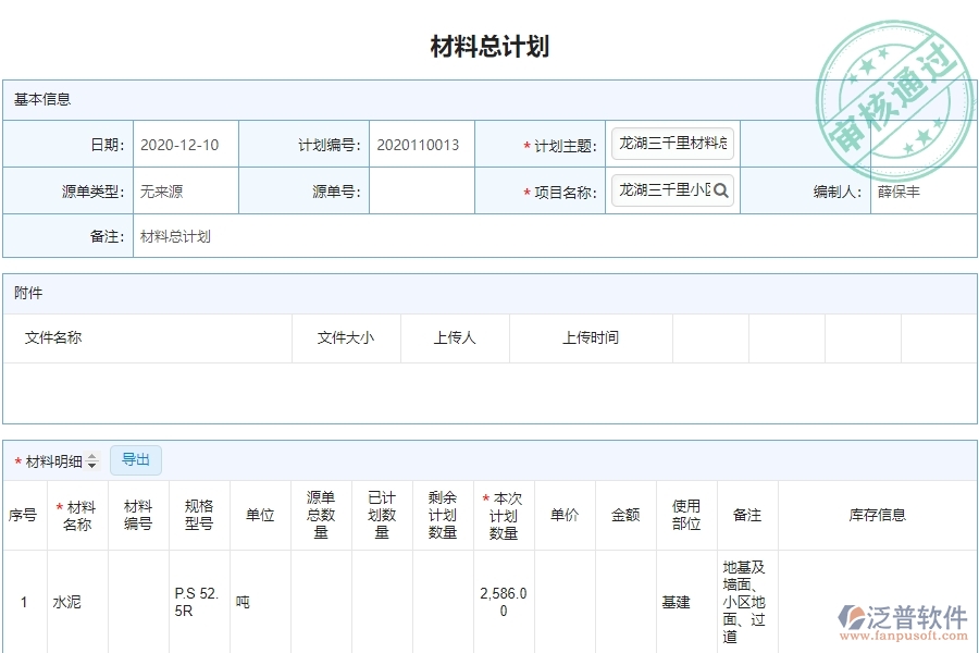 泛普軟件-市政工程企業(yè)管理系統(tǒng)中材料總計(jì)劃明細(xì)查詢(xún)的亮點(diǎn)