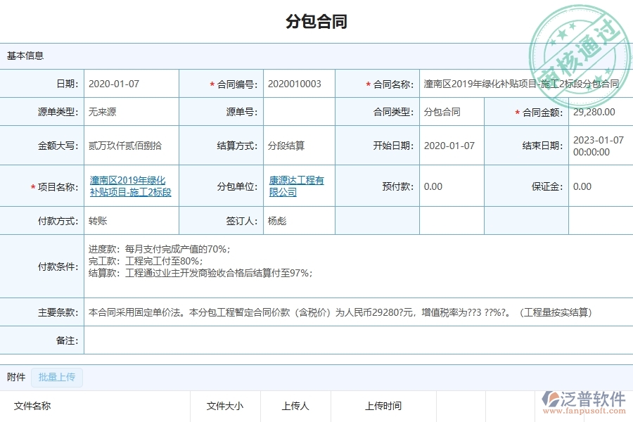 泛普軟件-市政工程管理系統(tǒng)中進度款申報(分包)的應用場景