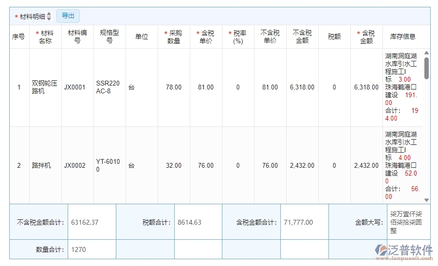 四、幕墻工程企業(yè)使用泛普軟件-材料合同明細(xì)查詢管理系統(tǒng)的好處