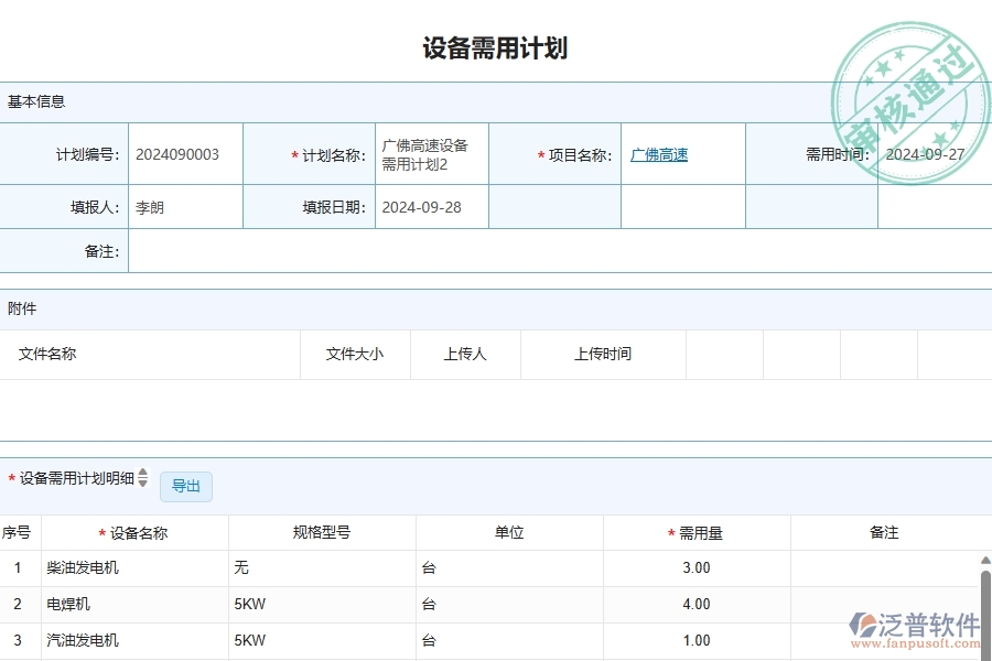 泛普軟件-公路工程企業(yè)管理系統(tǒng)如何有效提升企業(yè)中的設(shè)備需用計劃查詢
