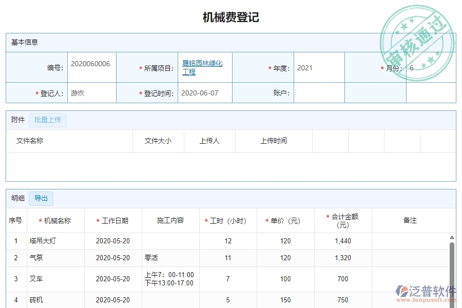 三、園林工程企業(yè)系統(tǒng)中使用泛普軟件機械費管理的優(yōu)點