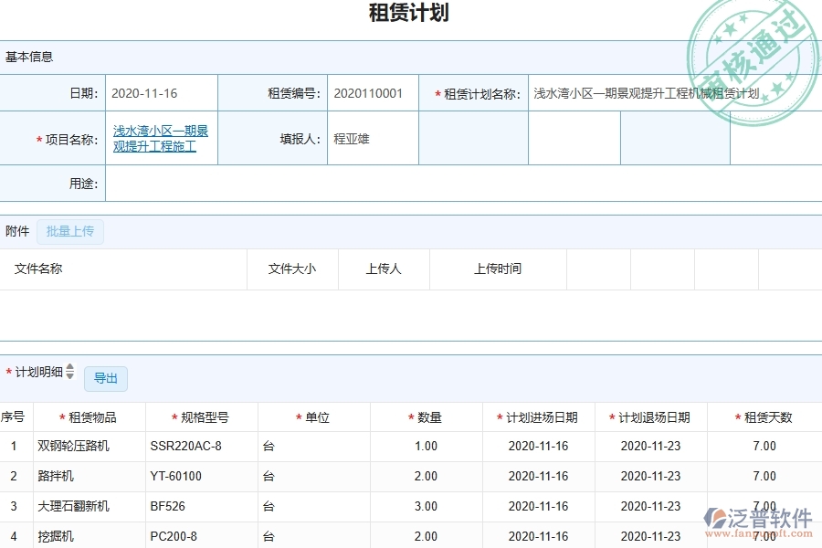 三、泛普軟件-園林工程管理系統(tǒng)中租賃管理的注意事項(xiàng)