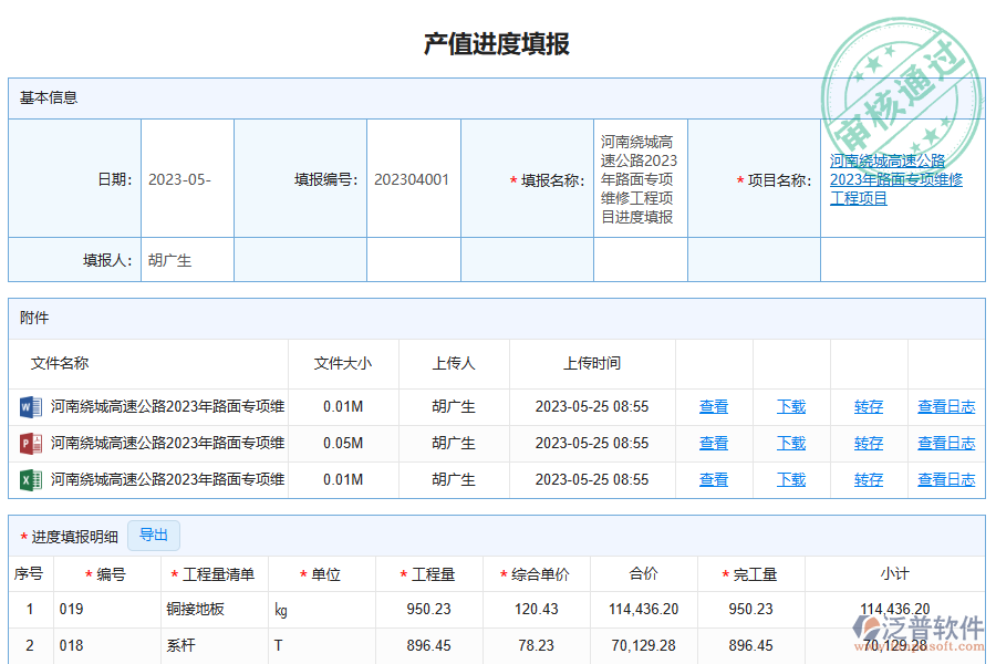 泛普軟件-路橋工程項目管理軟件中進度填報管理的價值