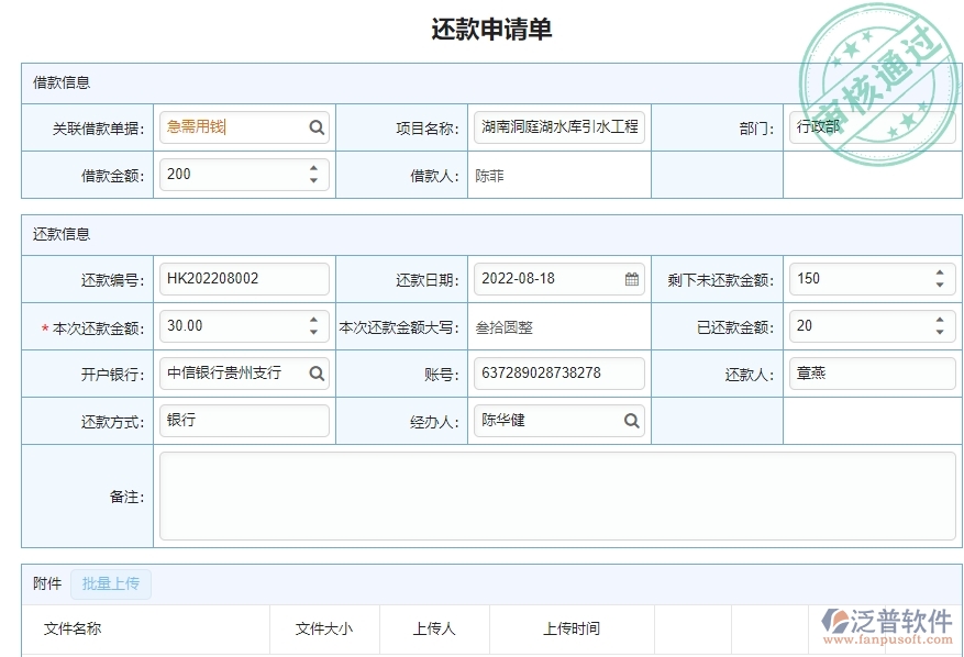 三、泛普軟件-弱電工程企業(yè)管理系統(tǒng)的還款申請列表的管控點(diǎn)及作用