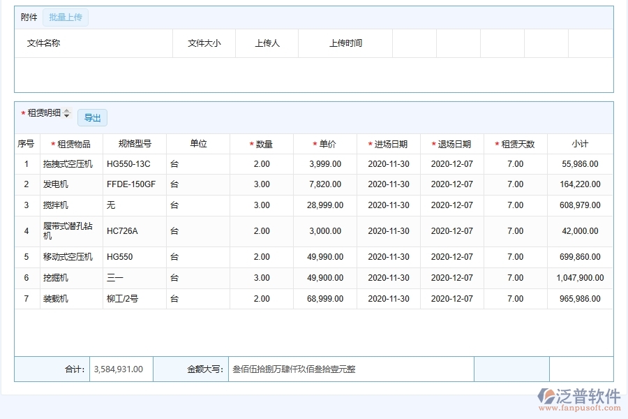 泛普軟件-市政工程企業(yè)管理系統(tǒng)中機械設備租賃與結算管理的核心功能