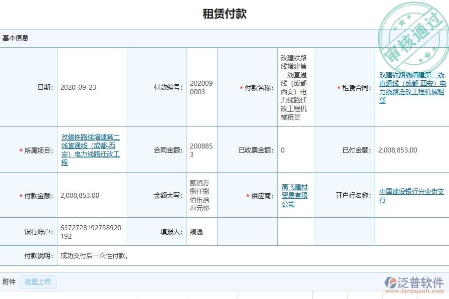 三、泛普軟件-弱電工程企業(yè)管理系統(tǒng)中租賃付款管理的主要內(nèi)容