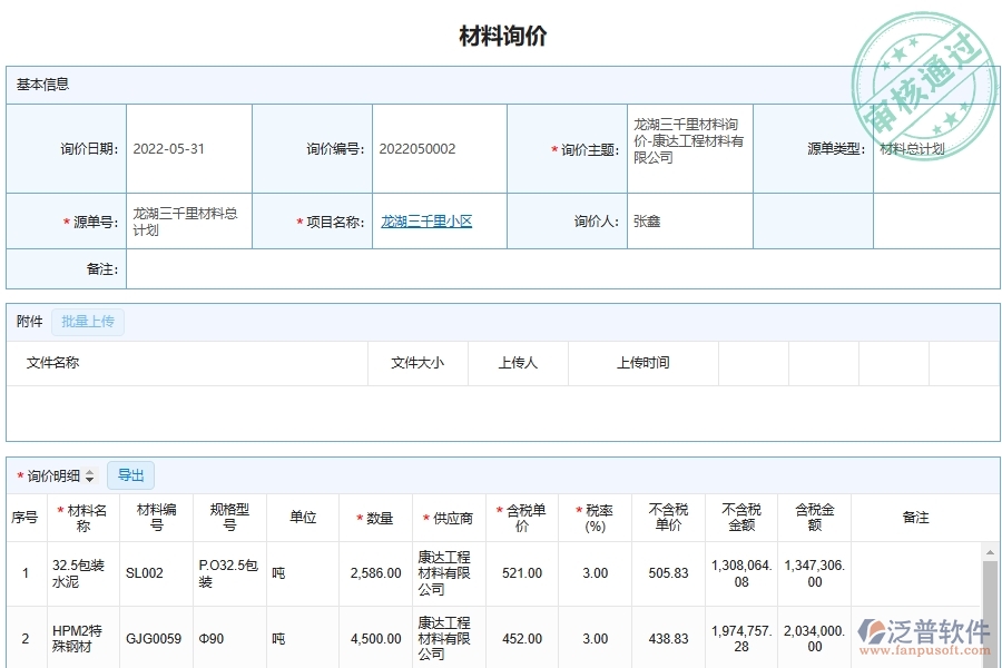 泛普軟件-園林工程管理系統(tǒng)在材料詢價競價管理中的應(yīng)用場景