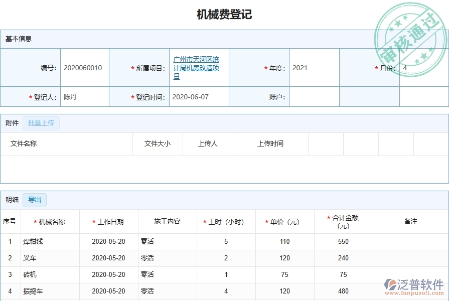二、泛普軟件-弱電工程企業(yè)管理系統(tǒng)中的機(jī)械費(fèi)管理的主要內(nèi)容