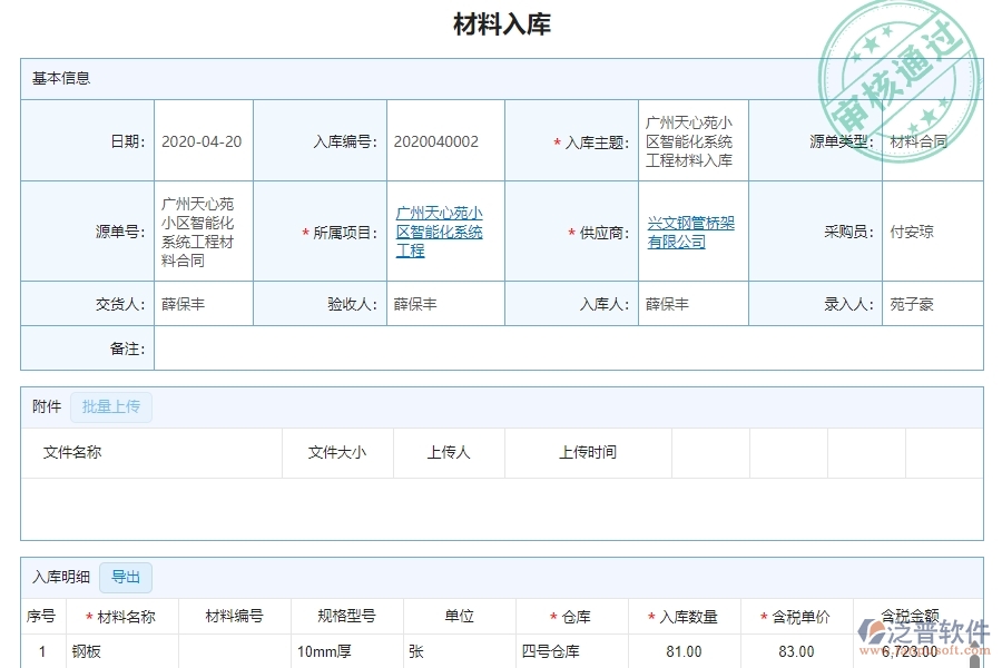 三、使用泛普軟件-機電工程管理系統(tǒng)材料入庫明細查詢管理的優(yōu)勢