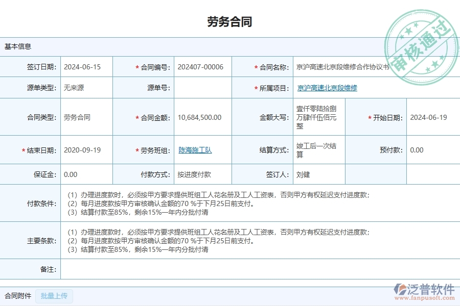 四、泛普軟件-公路工程管理系統(tǒng)在勞務(wù)合同中的應(yīng)用場景