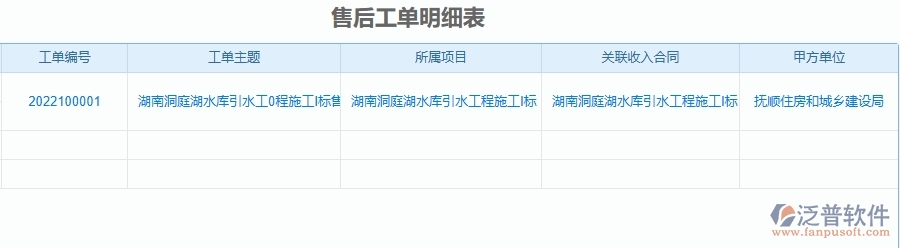 二、泛普軟件-公路工程項(xiàng)目管理系統(tǒng)在售后工單明細(xì)表中的作用