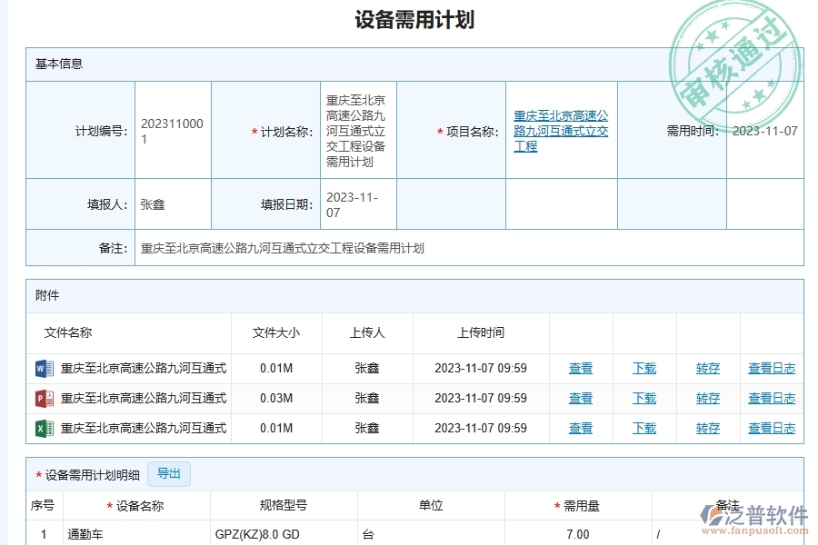 三、泛普軟件-安防工程管理系統(tǒng)如何解決企業(yè)合設備需用計劃管理問題