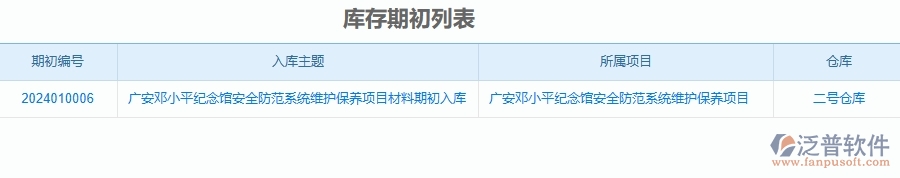 二、泛普軟件-安防工程項(xiàng)目管理系統(tǒng)在庫存期初中的方案