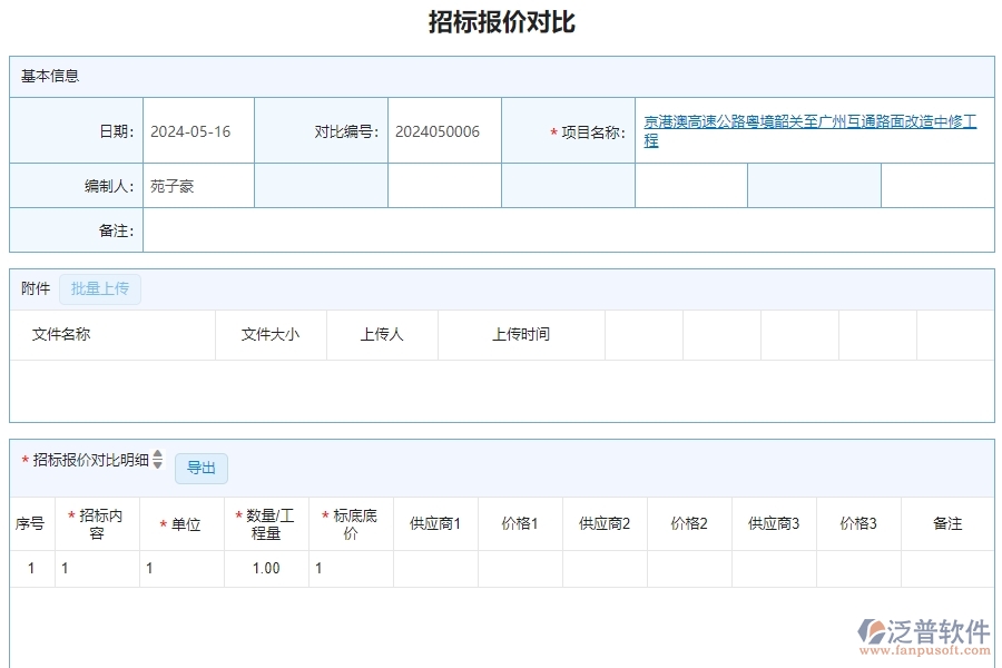三、泛普軟件-安防工程企業(yè)管理系統(tǒng)的招標(biāo)報(bào)價對比明細(xì)查詢的管控點(diǎn)