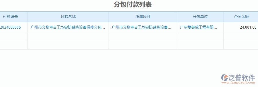 三、泛普軟件-安防工程項目管理系統(tǒng)中付款管理的單據(jù)樣式