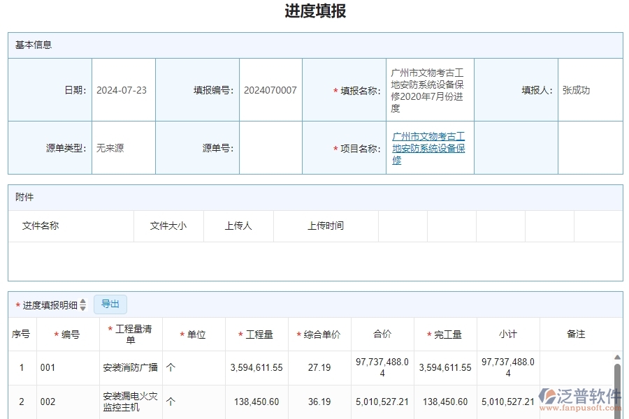 三、安防工程企業(yè)系統(tǒng)中使用泛普軟件進(jìn)度填報(bào)管理的優(yōu)點(diǎn)