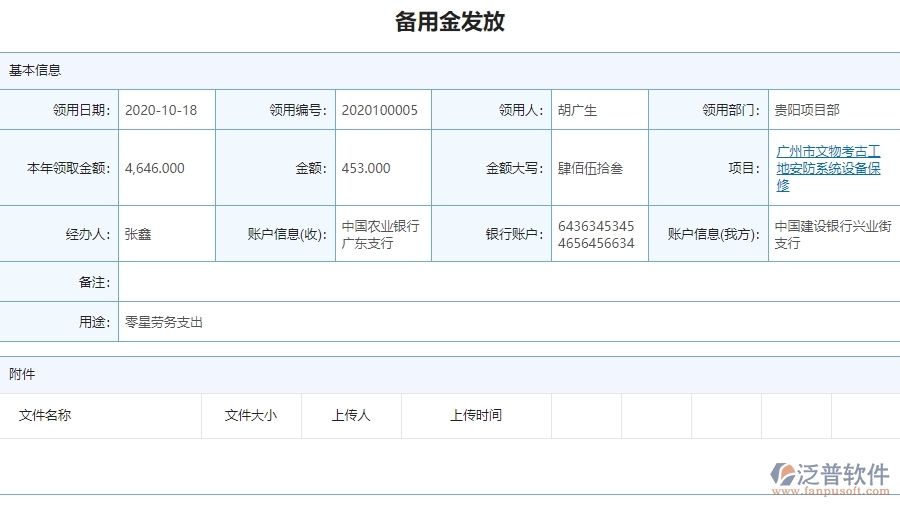 三、泛普軟件-安防工程系統(tǒng)中備用金一覽表管理的注意事項(xiàng)