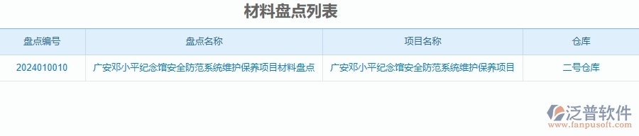 二、泛普軟件-安防工程管理系統(tǒng)如何解決工程企業(yè)的材料盤點的痛點